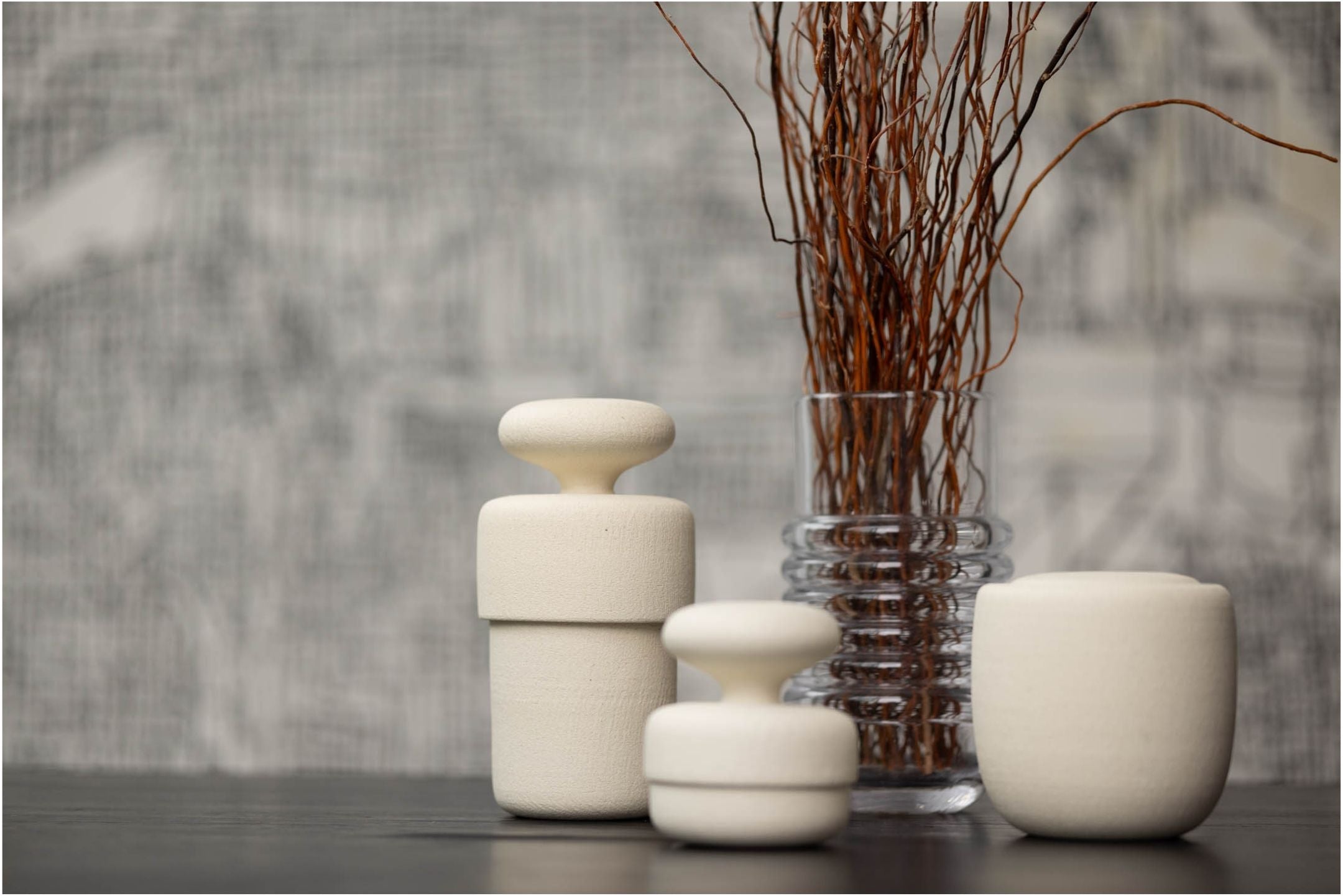 Vaso ceramic cremation urns sitting on a table in a modern home