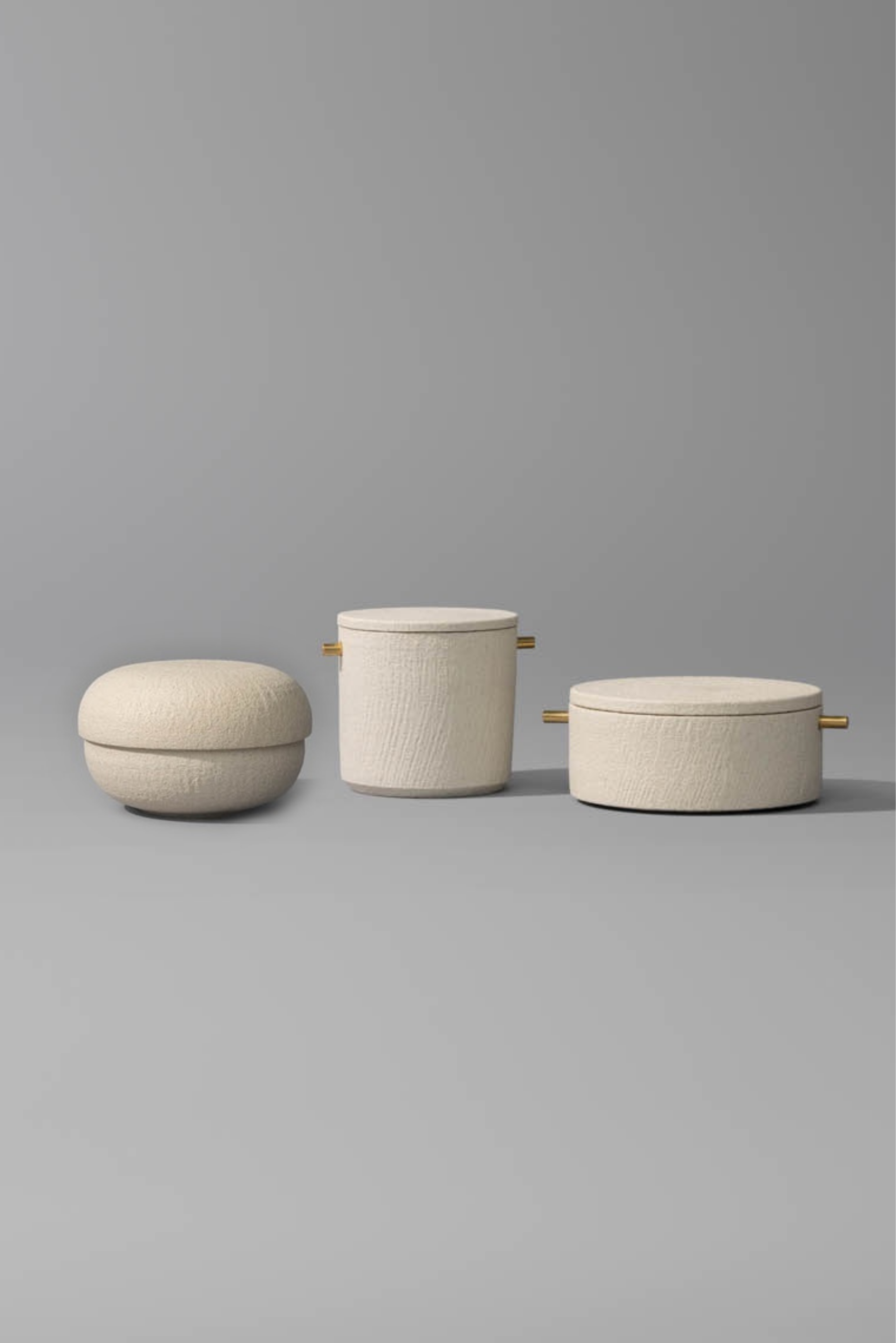 Memento Bundle of cremation urns featuring three handcrafted vessels for sharing ashes.